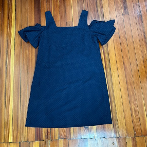 J. Crew Cold Shoulder Dress Navy Blue SZ M - Picture 14 of 16
